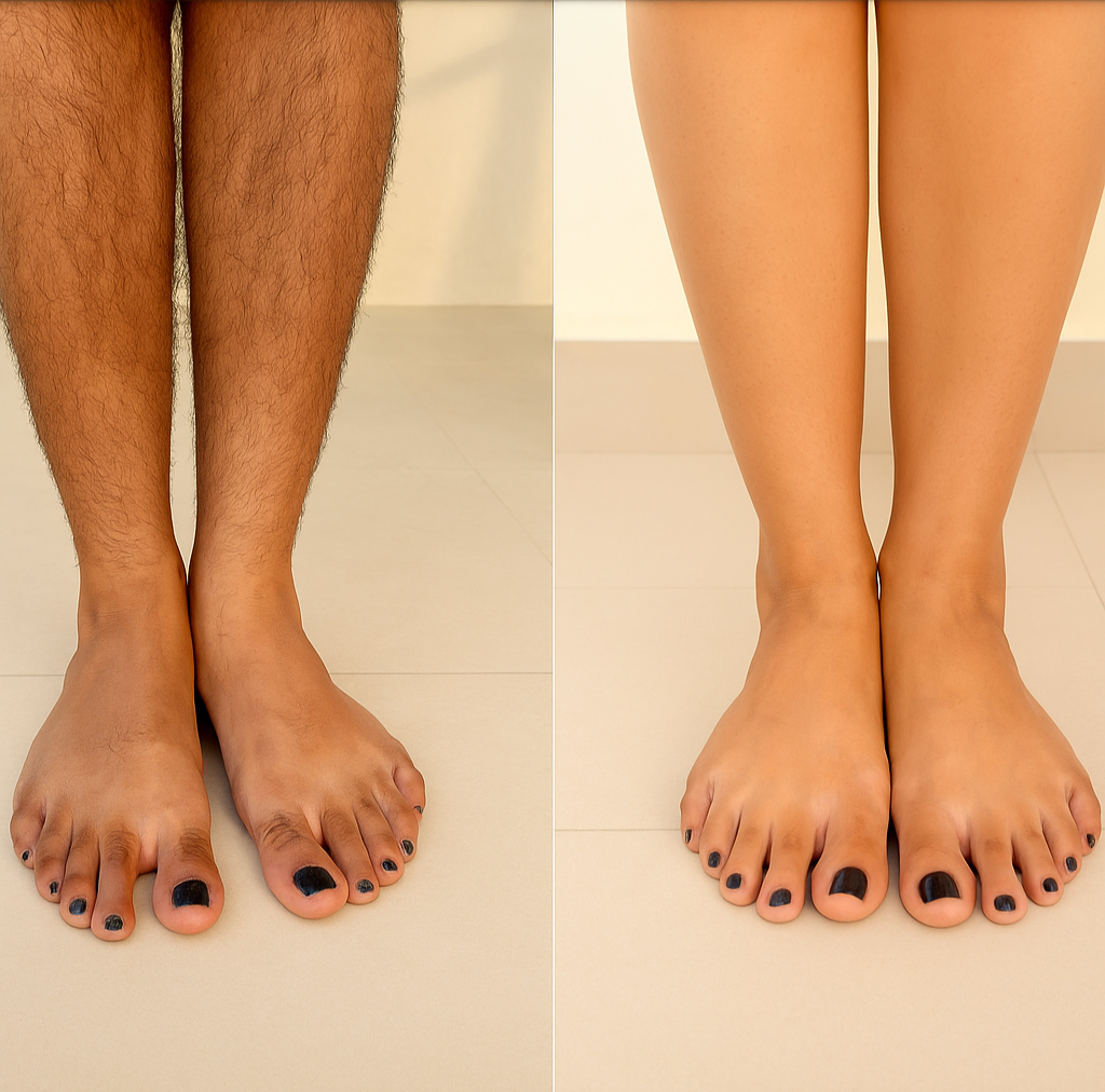 Before and after using NineCombinations hair removal powder
