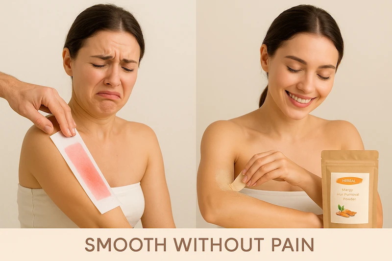 Before and after comparison showing smooth skin.